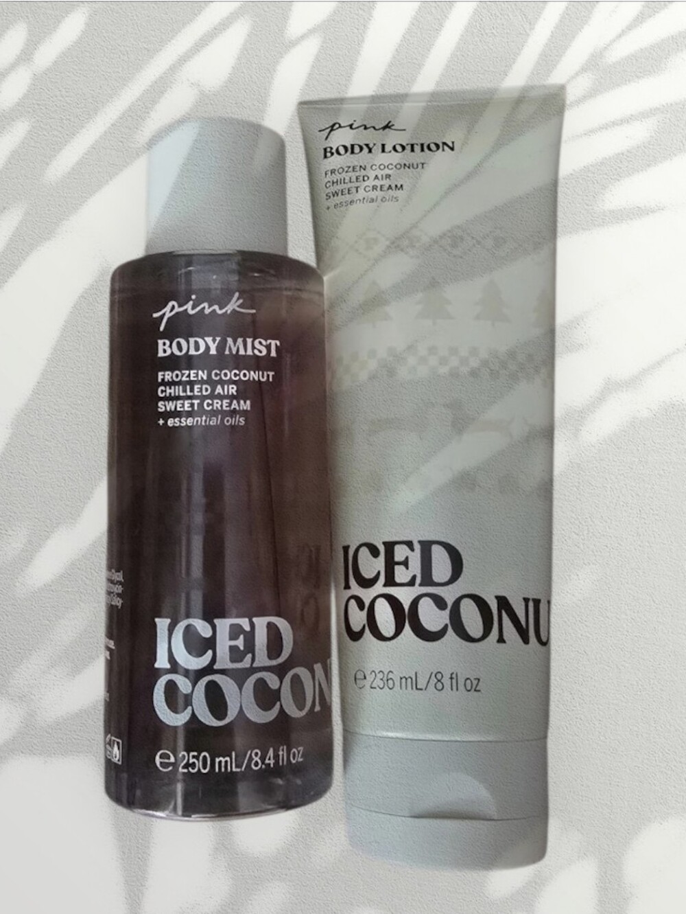 Victoria's Secret PINK Iced Coconut Body Mist & Lotion Set - White, Light Gray